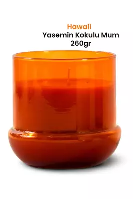 Hawaii Yasemin Kokulu Mum 260 g Mantar Desenli Turuncu Cam Bardak - 4