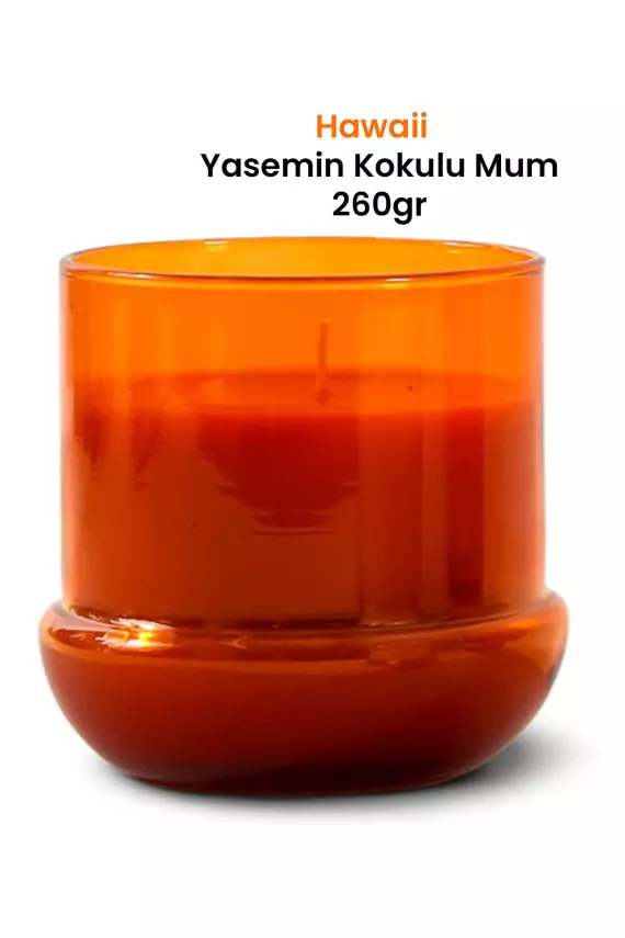 Hawaii Yasemin Kokulu Mum 260 g Mantar Desenli Turuncu Cam Bardak - 4
