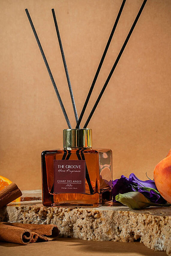 Woody Amber 100 ml Kare Çubuklu Oda Kokusu Parfümü Kahve Chant Des Anges Cam Şişe - 2