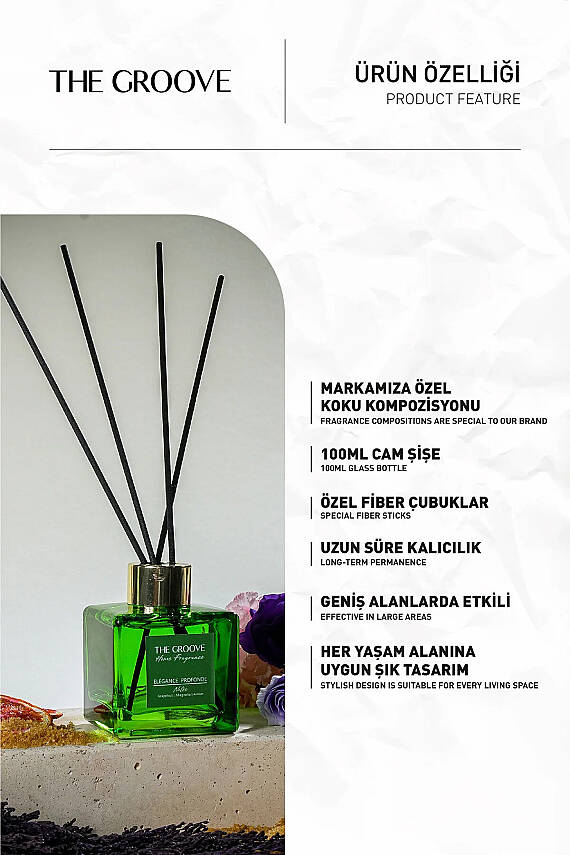 Floral Mandarin Yeşil Kare Çubuklu Oda Kokusu 100 ml -YEŞİL - 3