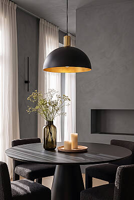 Luna Gold Detaylı Siyah - Golden Metal Sarkıt (30 cm) Yemek Masası Üstü Avize Mutfak & Salon Aydınlatması - 3
