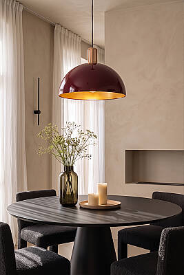 Luna Gold Detaylı Bordo - Golden Metal Sarkıt (30 cm) Yemek Masası Üstü Avize Mutfak & Salon Aydınlatması - 3