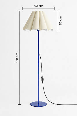 Flora Krem Başlık Lacivert Gövde Pilili Lambader (145 cm) Tek Ayaklı Salon Aydınlatması - 8