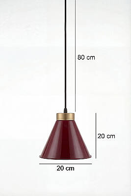 Liva Bohem Gold Bordo Metal Sarkıt (20 cm) Yemek Masası Üstü Avize Mutfak & Salon Aydınlatması - 7