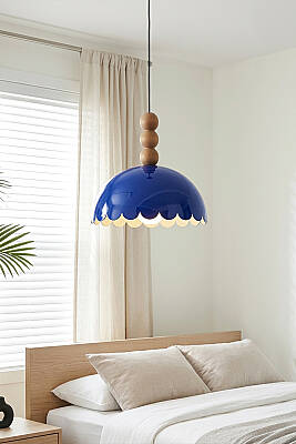 Bella Ahşap 3 Boncuklu Avize 30 cm - Lacivert - 4