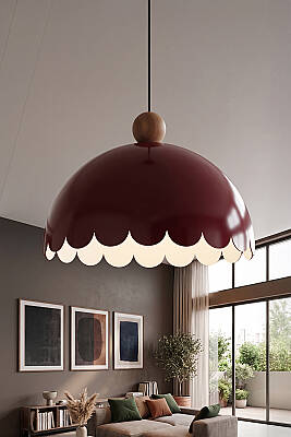 Bella Ahşap Boncuklu Avize 30 cm - Bordo 