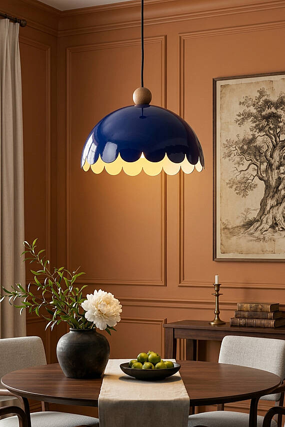 Bella Ahşap Boncuklu Avize 30 cm - Lacivert - 2