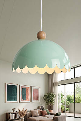 Bella Ahşap Boncuklu Avize 30 cm - Mint Yeşili 