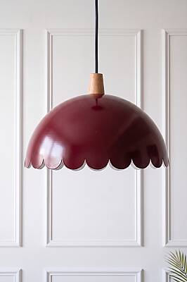 Bella Ahşap Avize 30 cm - Bordo - MARRIEN