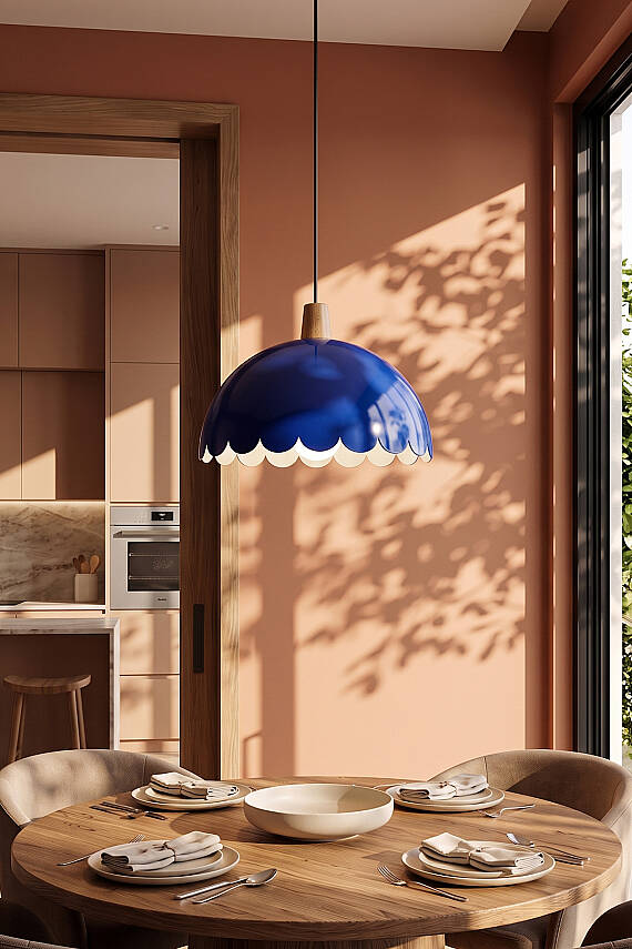 Bella Ahşap Avize 30 cm - Lacivert - 4