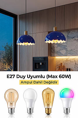Bella Gold Avize 30 cm - Lacivert - 6