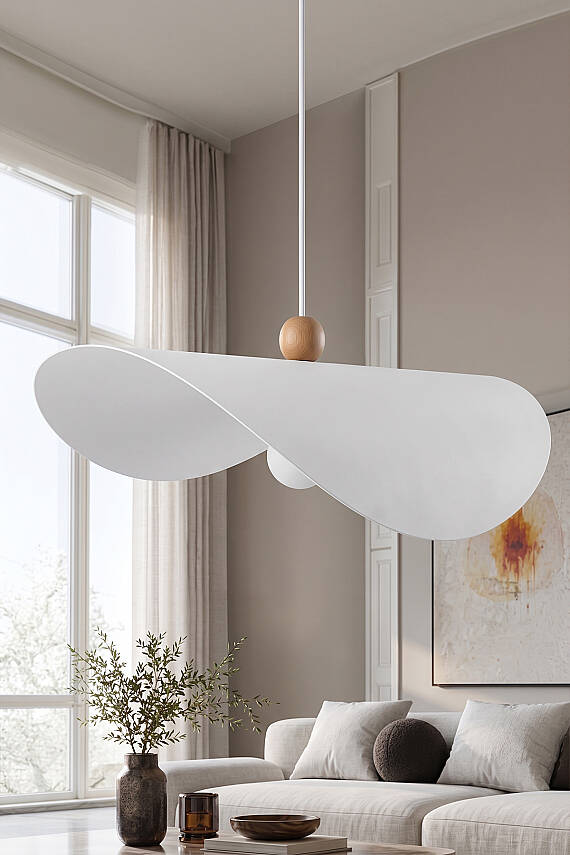 Colin Ahşap Boncuklu Beyaz Sarkıt (45 cm) - 1