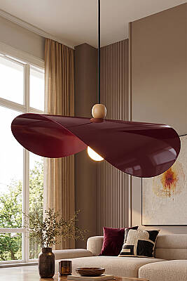 Colin Ahşap Boncuklu Bordo Sarkıt (45 cm) 