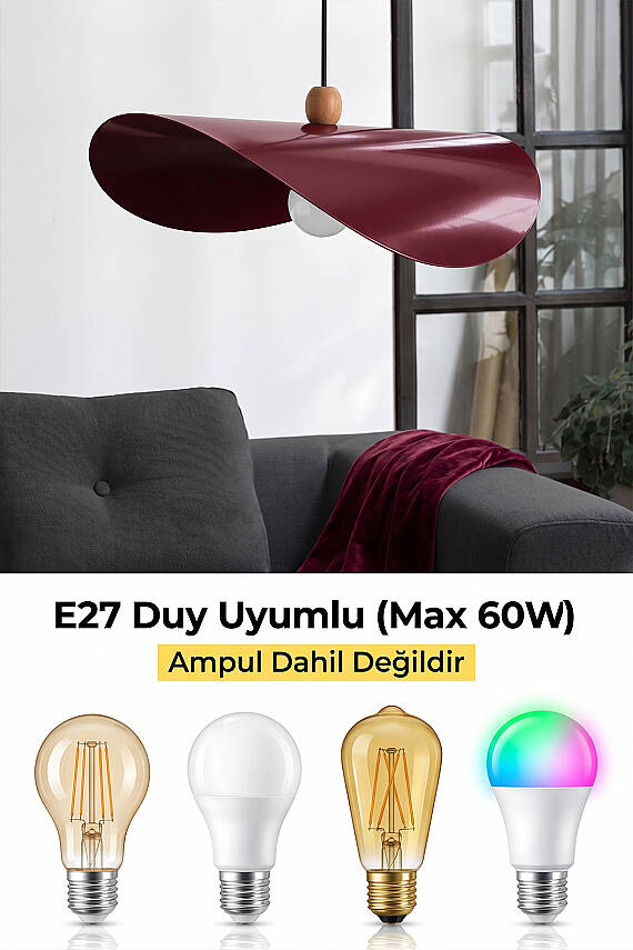 Colin Ahşap Boncuklu Bordo Sarkıt (45 cm) - 6