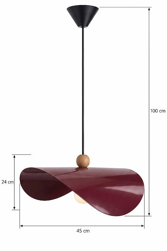 Colin Ahşap Boncuklu Bordo Sarkıt (45 cm) - 8