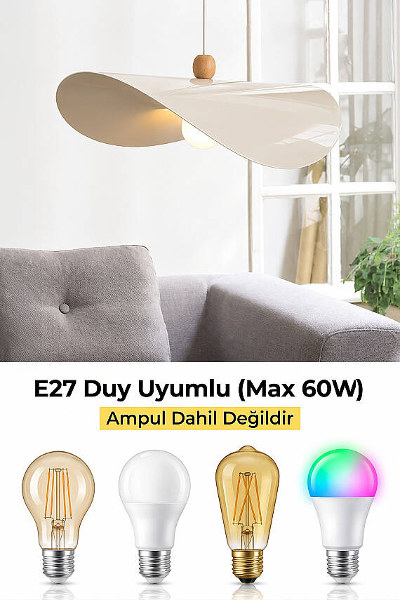 Colin Ahşap Boncuklu Krem Sarkıt (45 cm) - 6