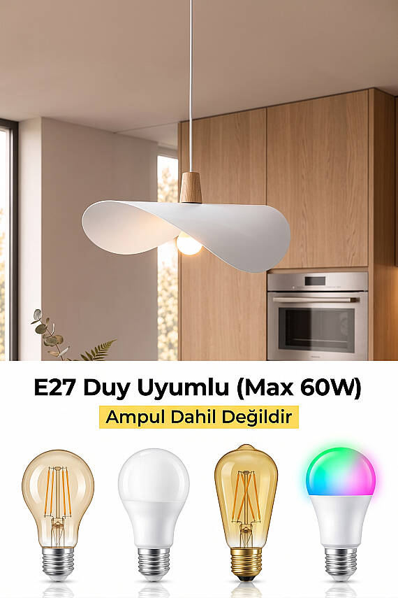 Colin Ahşap Beyaz Sarkıt (45 cm) - 6