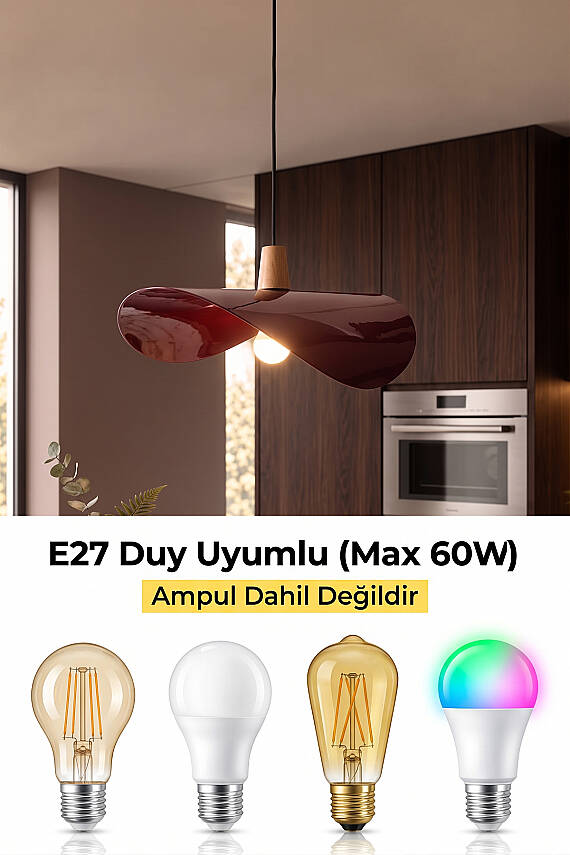 Colin Ahşap Bordo Sarkıt (45 cm) - 6