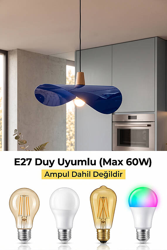 Colin Ahşap Lacivert Sarkıt (45 cm) - 6