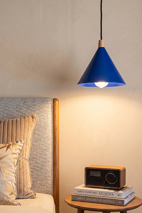 Cone Ahşap Avize 25 cm - Lacivert - 6