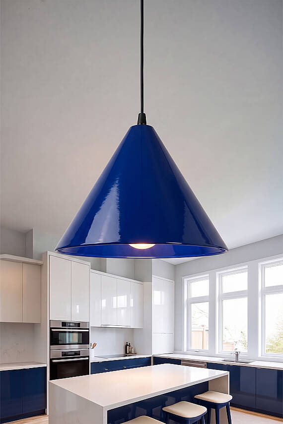 Cone Metal Avize 25 cm - Lacivert - 1