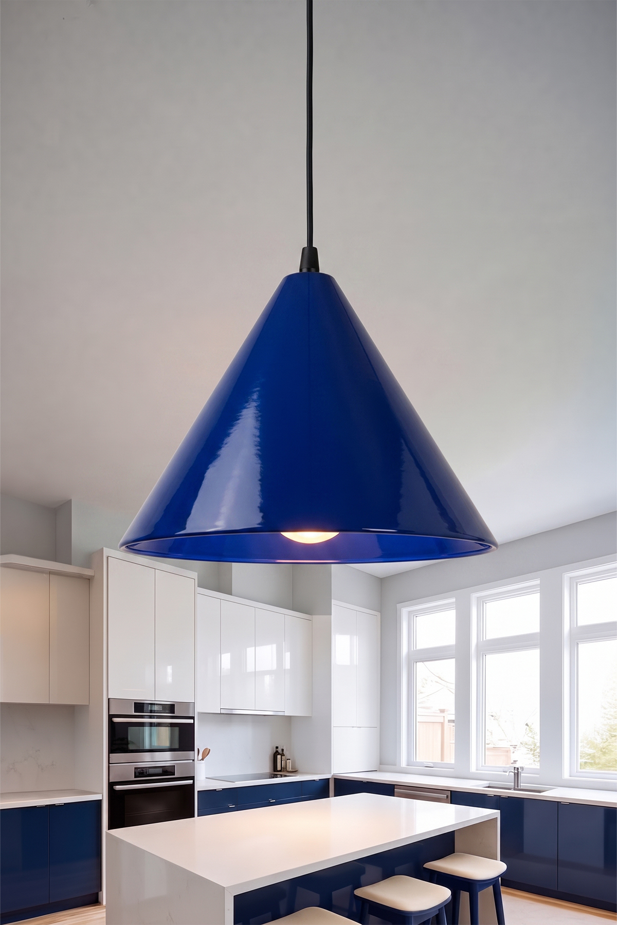 Cone Metal Avize 25 cm - Lacivert