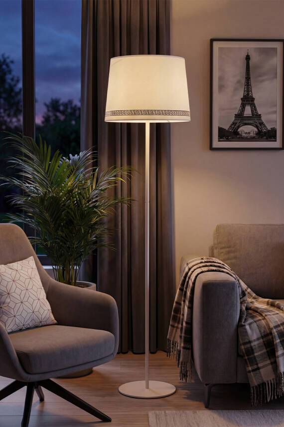 Cora Cream Metal Floor Lamp - Luxury Pattern - 3