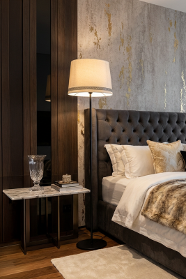 Cora Luxury Krem Kumaş Lambader - Siyah - 4