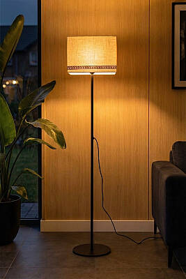 Corner Black Floor Lamp - Luxury Pattern - 2