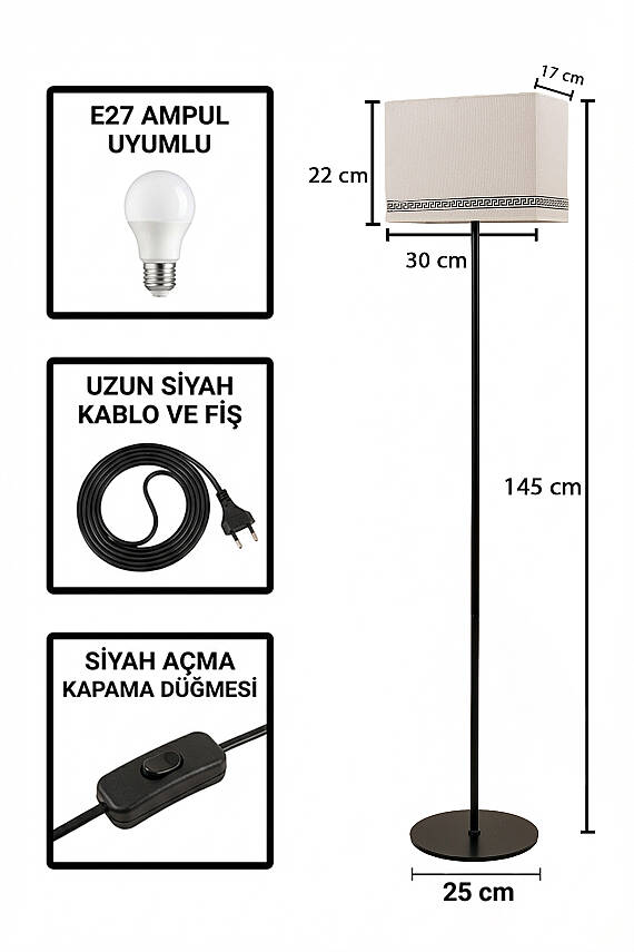 Corner Black Floor Lamp - Luxury Pattern - 5