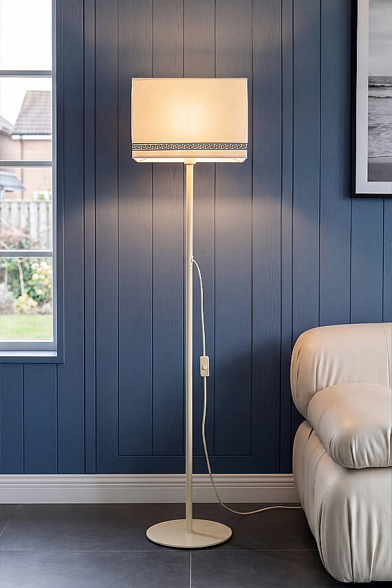 Corner Cream Floor Lamp - Luxury Pattern - 1