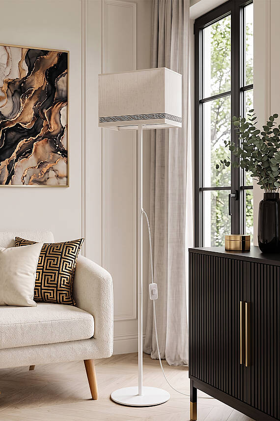 Corner Cream Floor Lamp - Luxury Pattern - 2