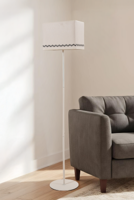 Corner Cream Floor Lamp - Tulip Pattern - 3