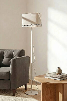 Corner Cream Floor Lamp - Tulip Pattern - MARRIEN