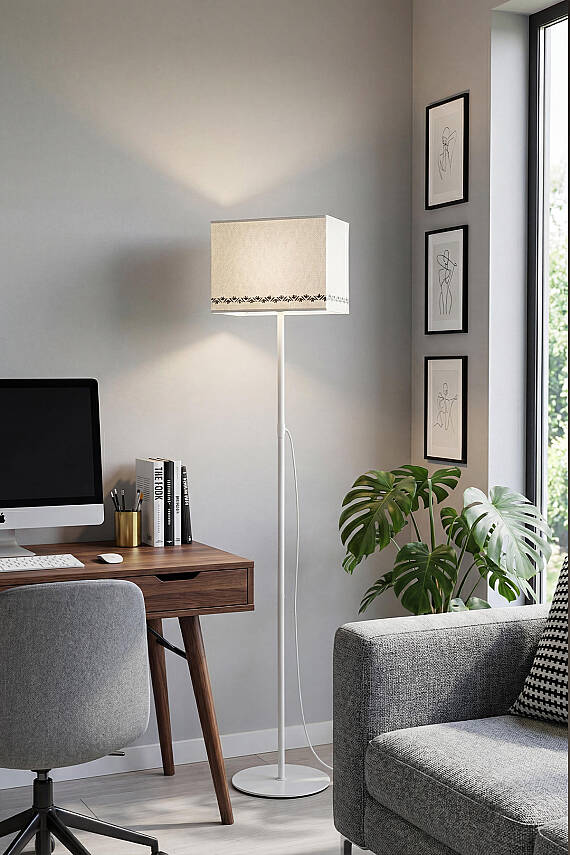 Corner Cream Floor Lamp - Tulip Pattern - 2