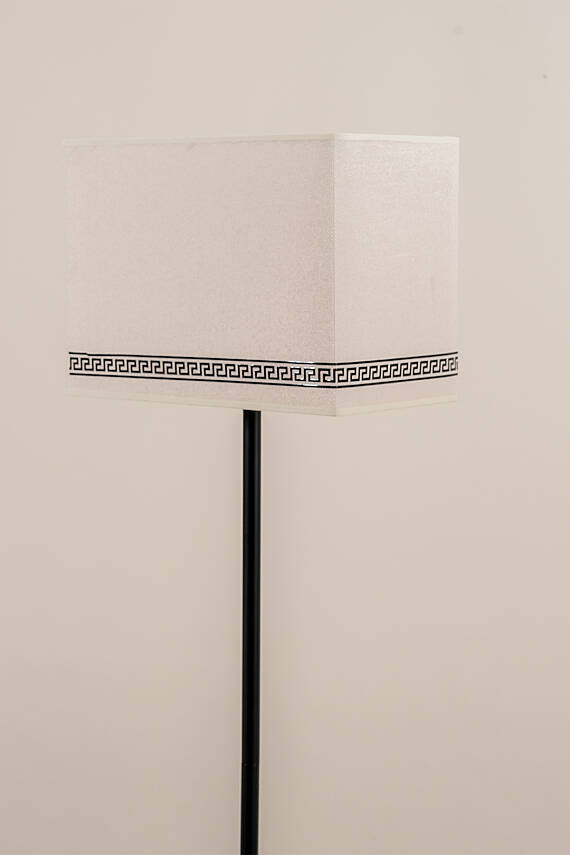 Corner Siyah Dikdörtgen Başlıklı Lambader - 145 cm Tek Ayaklı Luxury Desenli Metal Köşe Lambası - 4