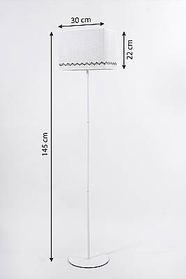 Corner Tulip Krem Metal Ayaklı Dikdörtgen Lambader - 145 cm Tek Ayaklı Lale Motifli Köşe Lambası - 8