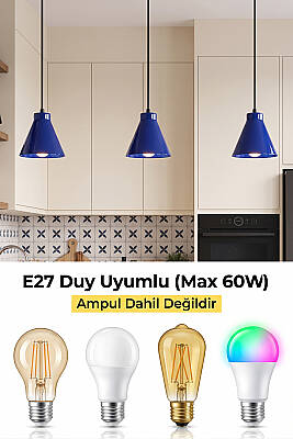 Liva Metal Avize 20 cm - Lacivert - 6