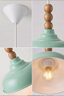 Lora Ahşap 3 Boncuklu Avize 33 cm - Mint Yeşili - 3