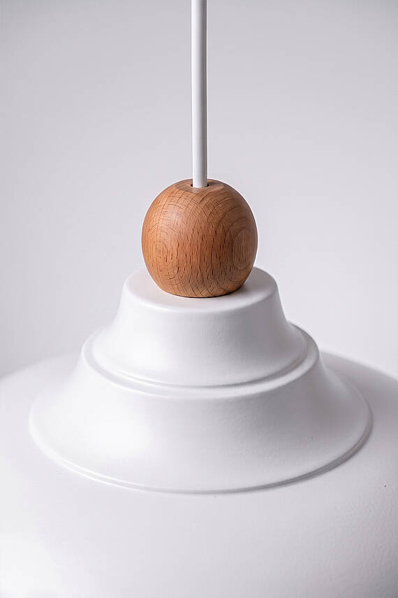 Lora Ahşap Boncuklu Avize 33 cm - Beyaz - 7