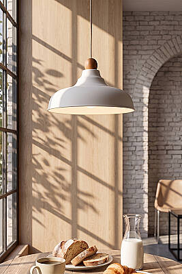 Lora Ahşap Boncuklu Avize 33 cm - Beyaz - 6