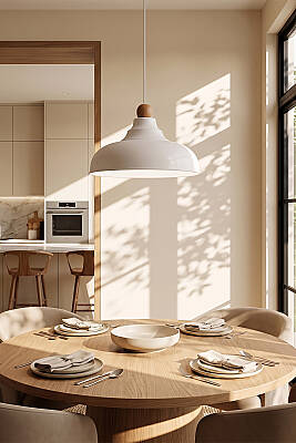 Lora Ahşap Boncuklu Avize 33 cm - Beyaz - 4
