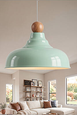 Lora Ahşap Boncuklu Avize 33 cm - Mint Yeşili 
