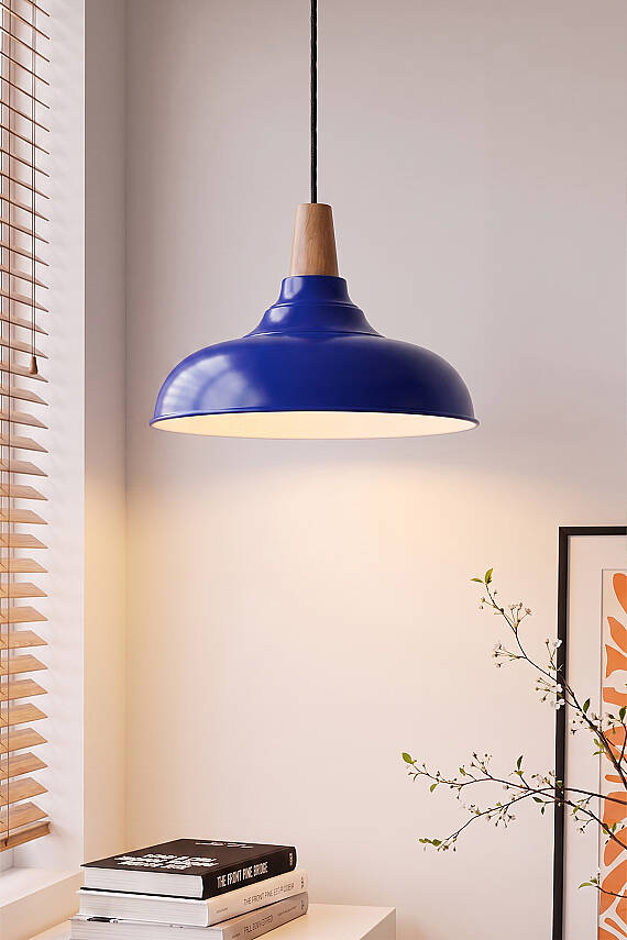 Lora Ahşap Avize 33 cm - Lacivert - 4