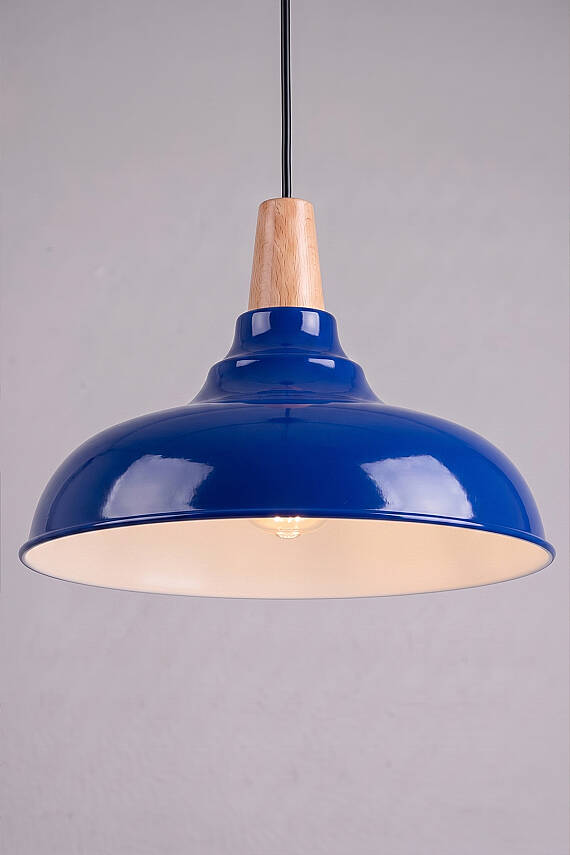 Lora Ahşap Avize 33 cm - Lacivert - 5