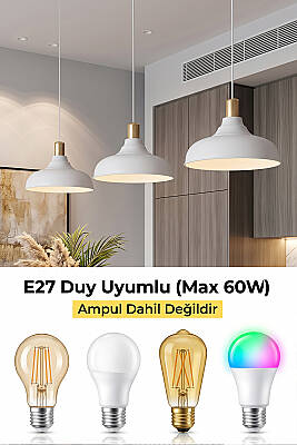 Lora Gold Avize 33 cm - Beyaz - 6