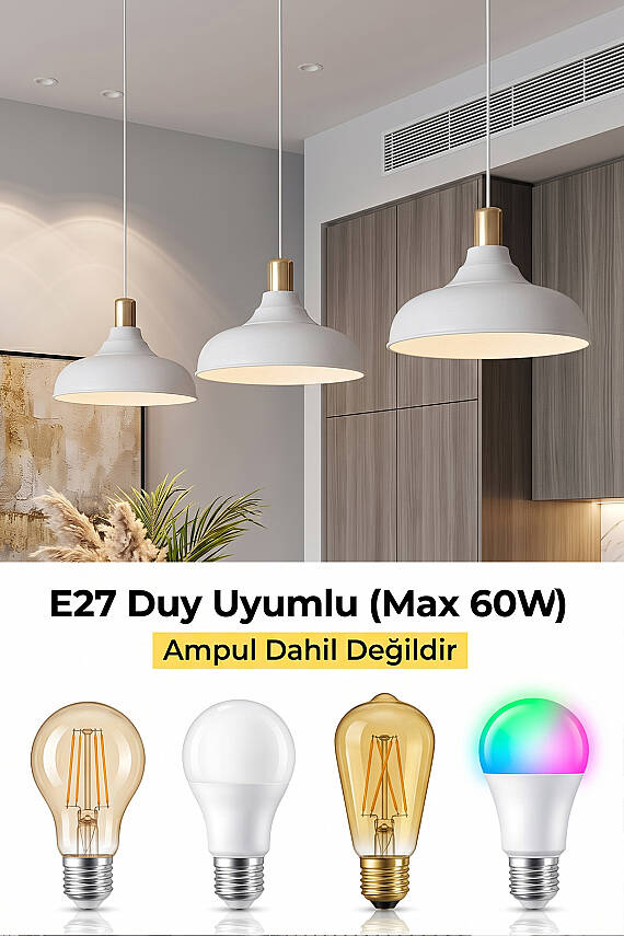 Lora Gold Avize 33 cm - Beyaz - 6