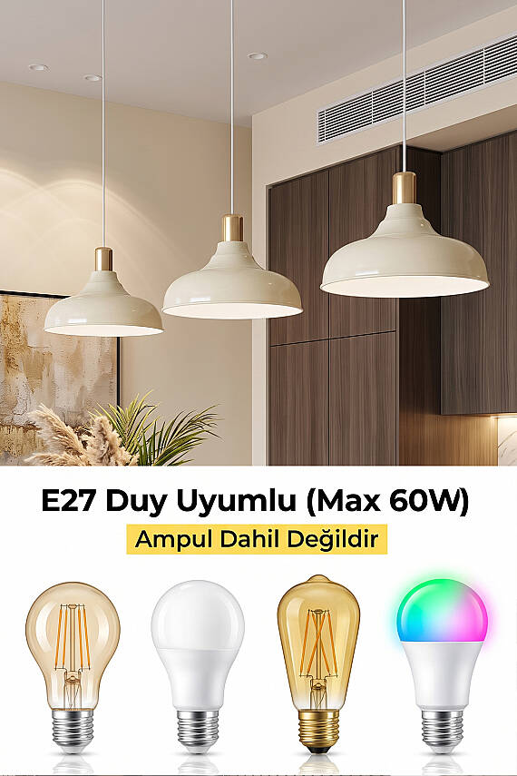 Lora Gold Avize 33 cm - Krem - 6