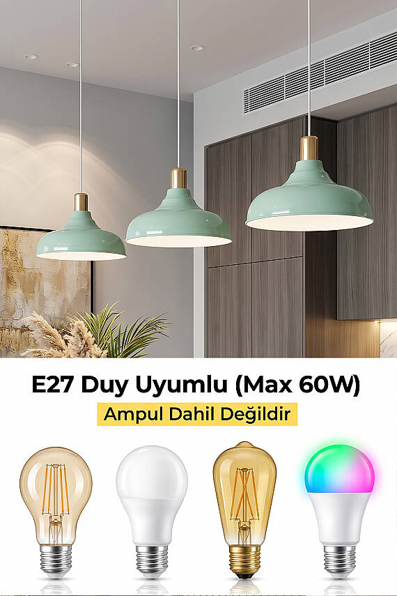 Lora Gold Avize 33 cm - Mint Yeşili - 6