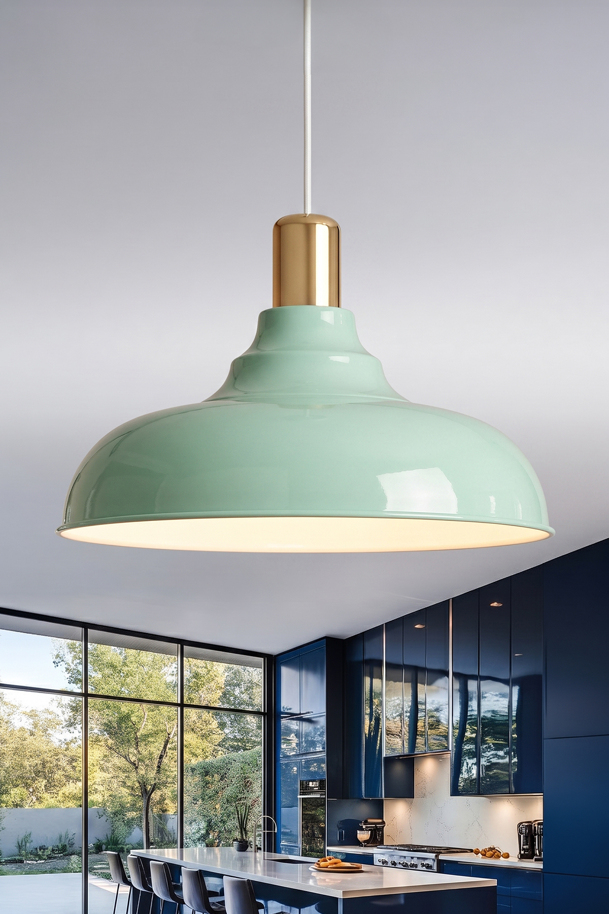 Lora Gold Avize 33 cm - Mint Yeşili